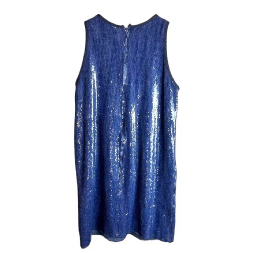 NWT Carmen Marc Valvo Size 10 Sequin Sleeveless Blue Shift Dress Party Dress. - Picture 8 of 8
